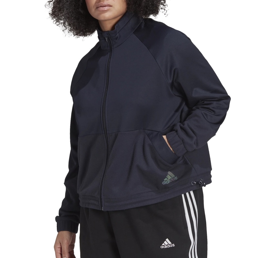 Adidas x Zoe Saldana primegreen tricot track jacket in legend ink size 1X